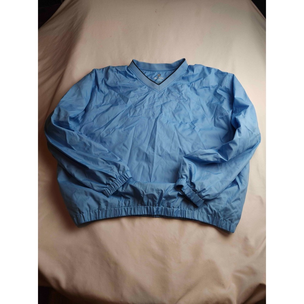 Pro Tour Cool Play Pullover Jacket Men Large Blue Woven Golf Windbreaker Outdoor